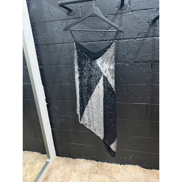 Retrofete Stella Asymmetric Two-tone Sequinned Chiffon Dress - Picture 3 of 4